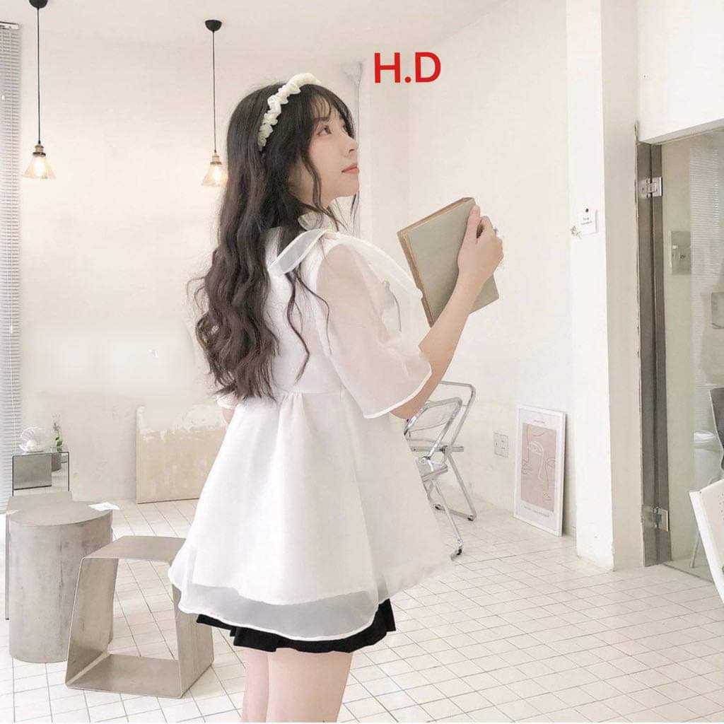 Áo Kiểu Nữ BabyDoll Hàng 2 Lớp Nơ Vai siêu đẹp