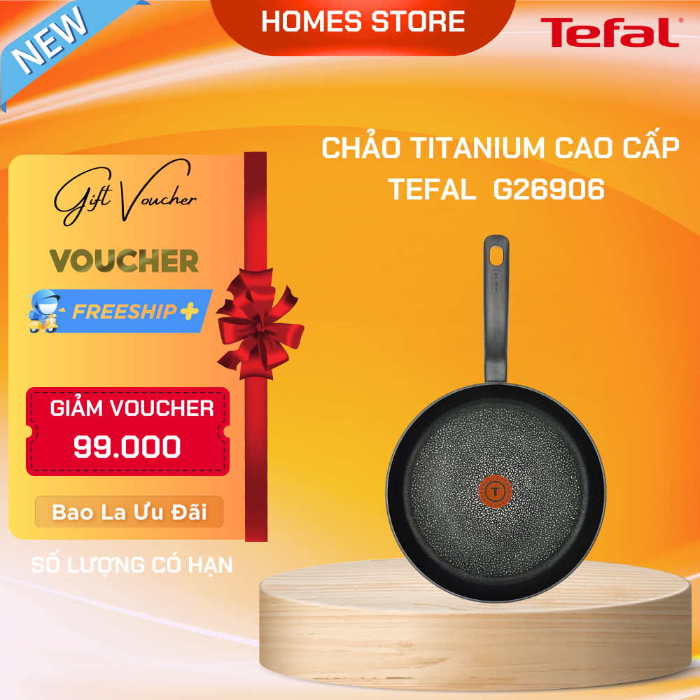 Chảo Phủ Titanium Excellence TEFAL G26906 - Nhập Khẩu Đức Đường Kính 28 Cm Bền Gấp 6 Lần Chảo Thường - Hàng Nhập Khẩu