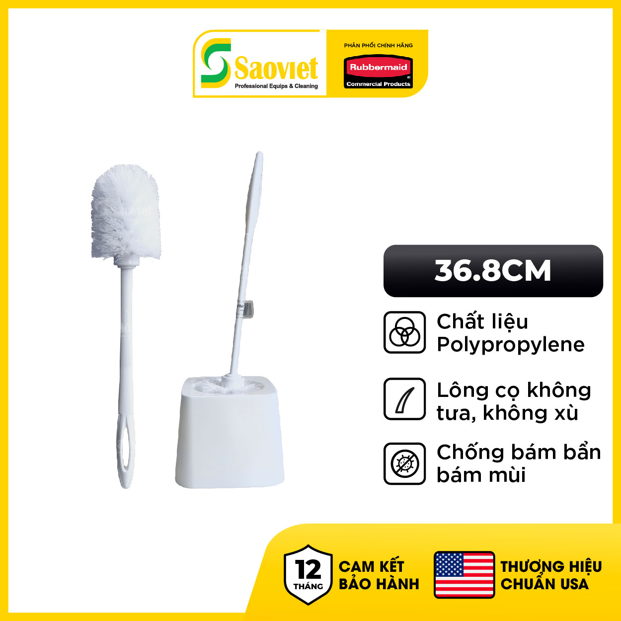 Bộ Đế Đựng Và Cọ Toilet RUBBERMAID USA - SKU: FG631000WHT/FG631100WHT | SAOVIETCO