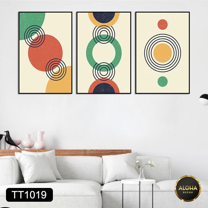 Bộ 3 tranh treo tường phòng ngủ Minimalist tông màu cam nâu hiện đại treo tường, tranh decor trang trí phòng khách