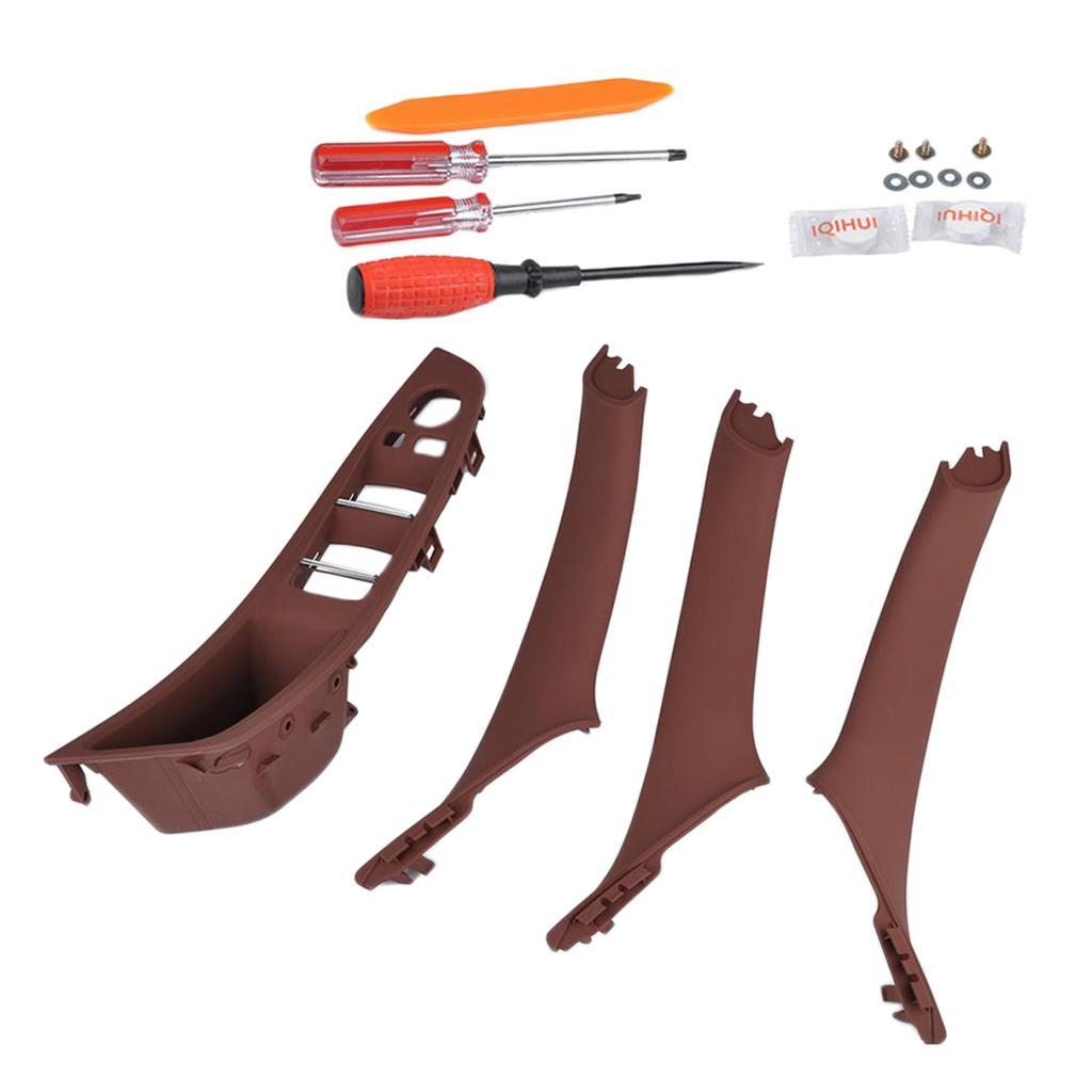 4x Car interior door handle switch button frame for 5 F10,F18,520 Brown