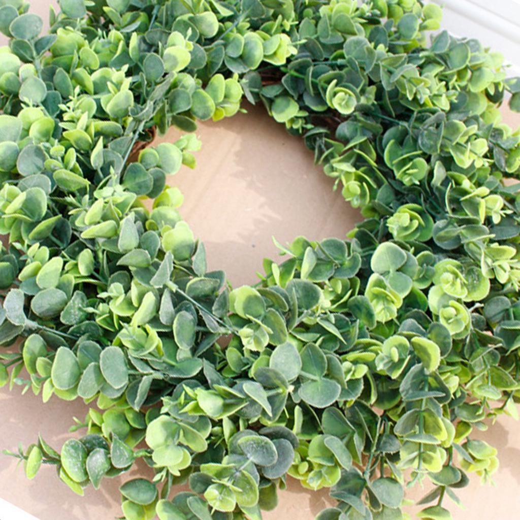 Artificial Wreath Fake Eucalyptus Leaf Front Door Hanging Green
