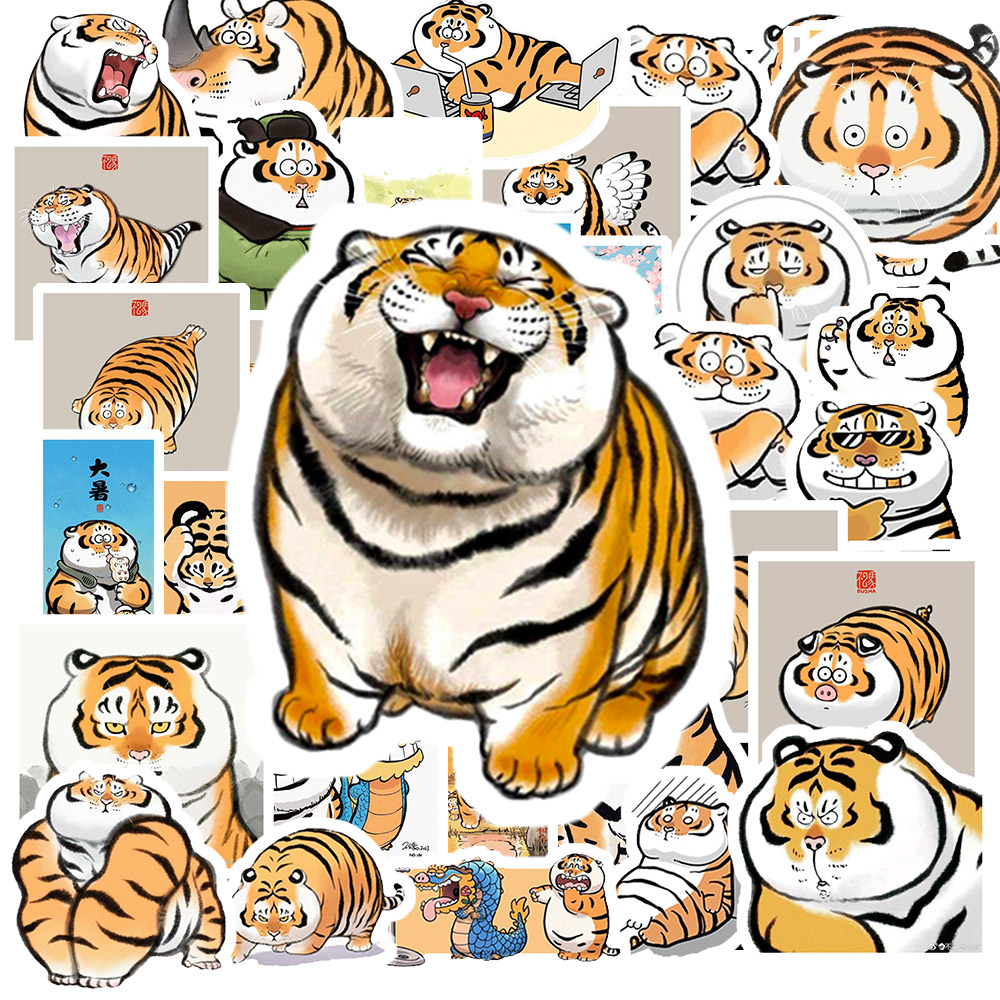 Set 50 Sticker Hình HỔ BÉO DỄ THƯƠNG – Decal Trang Trí Xe - Laptop - Nón Bảo Hiểm | Chống Nước