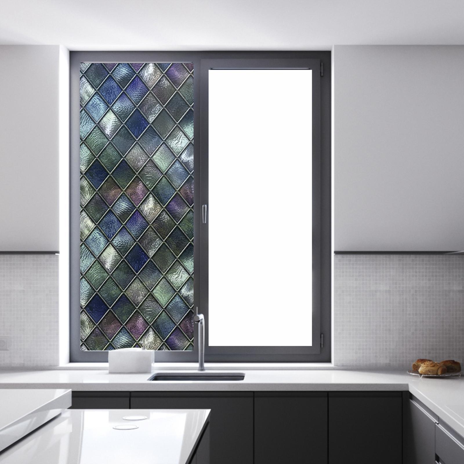 Window Privacy Film Static Cling Decorative Stained Reusable for Bathroom Living Room