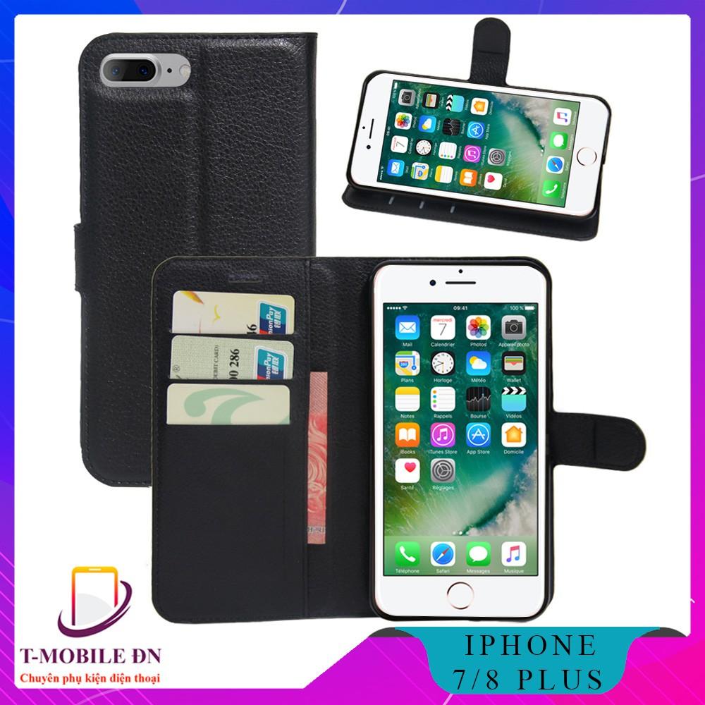 Bao da cho iPhone 7 Plus 8 Plus có nắp gập và chống xem phim