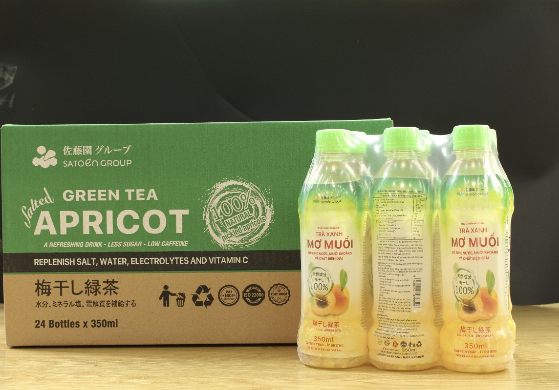 TRÀ XANH MƠ MUỐI SATOEN - 1 Thùng: 24 chai -