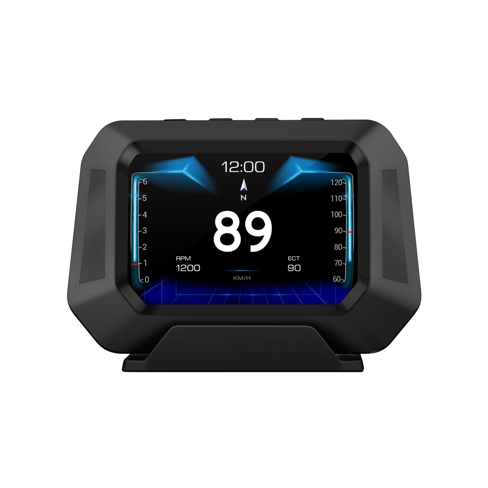 Trip Computer P21 HUD Car Gauge, OBDⅡ Diagnostic and Slope Meter Speedometer Safe Driving Computer Overspeed Alarm