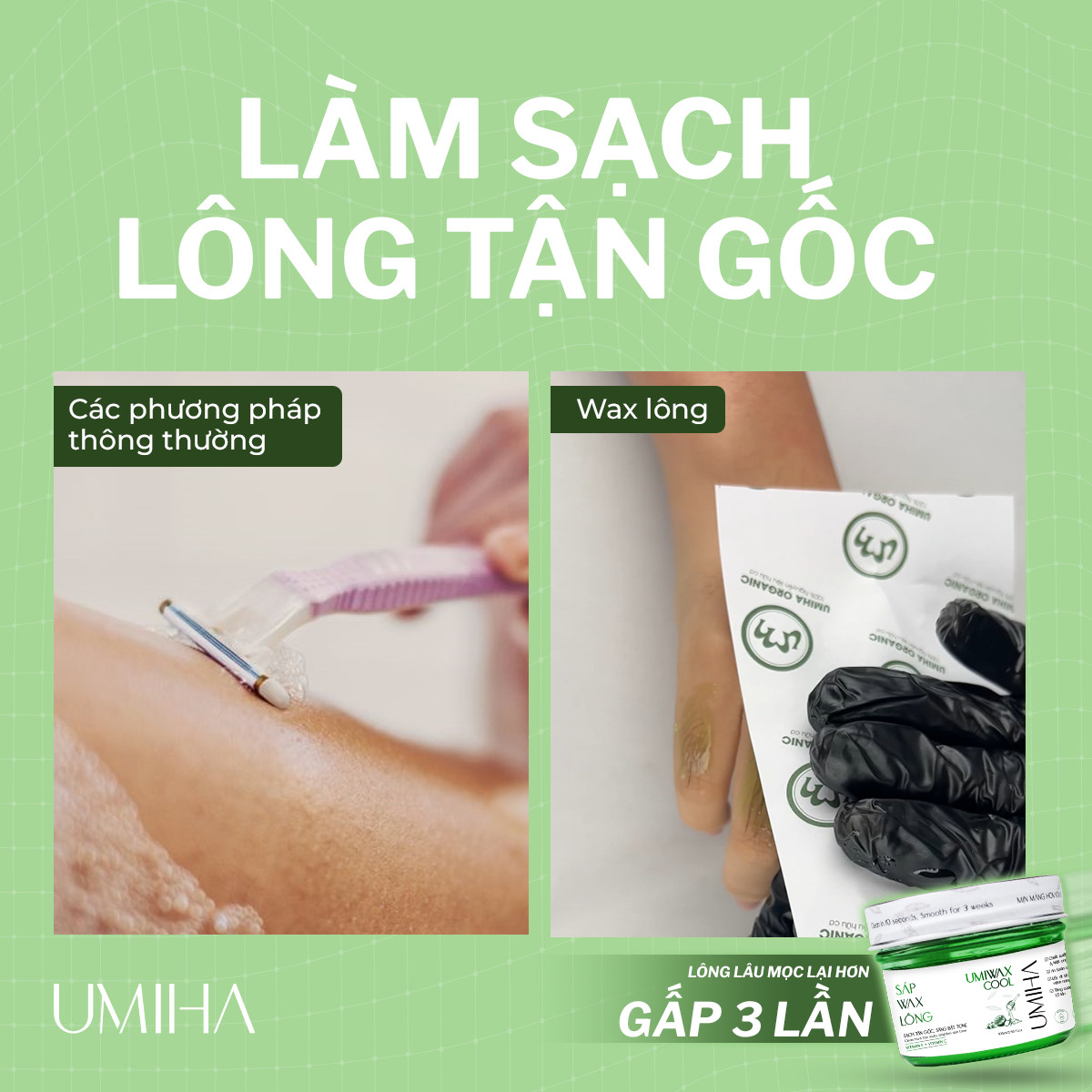 Sáp wax lông lạnh UMIHA 105ML dùng cho wax lông Nách, Chân, Tay, Body an toàn hiệu quả