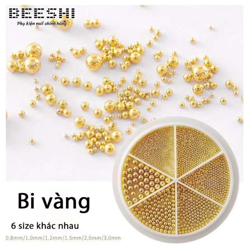 Bi nail trang trí móng vàng bạc mix size 6 ô-beeshi shop nail