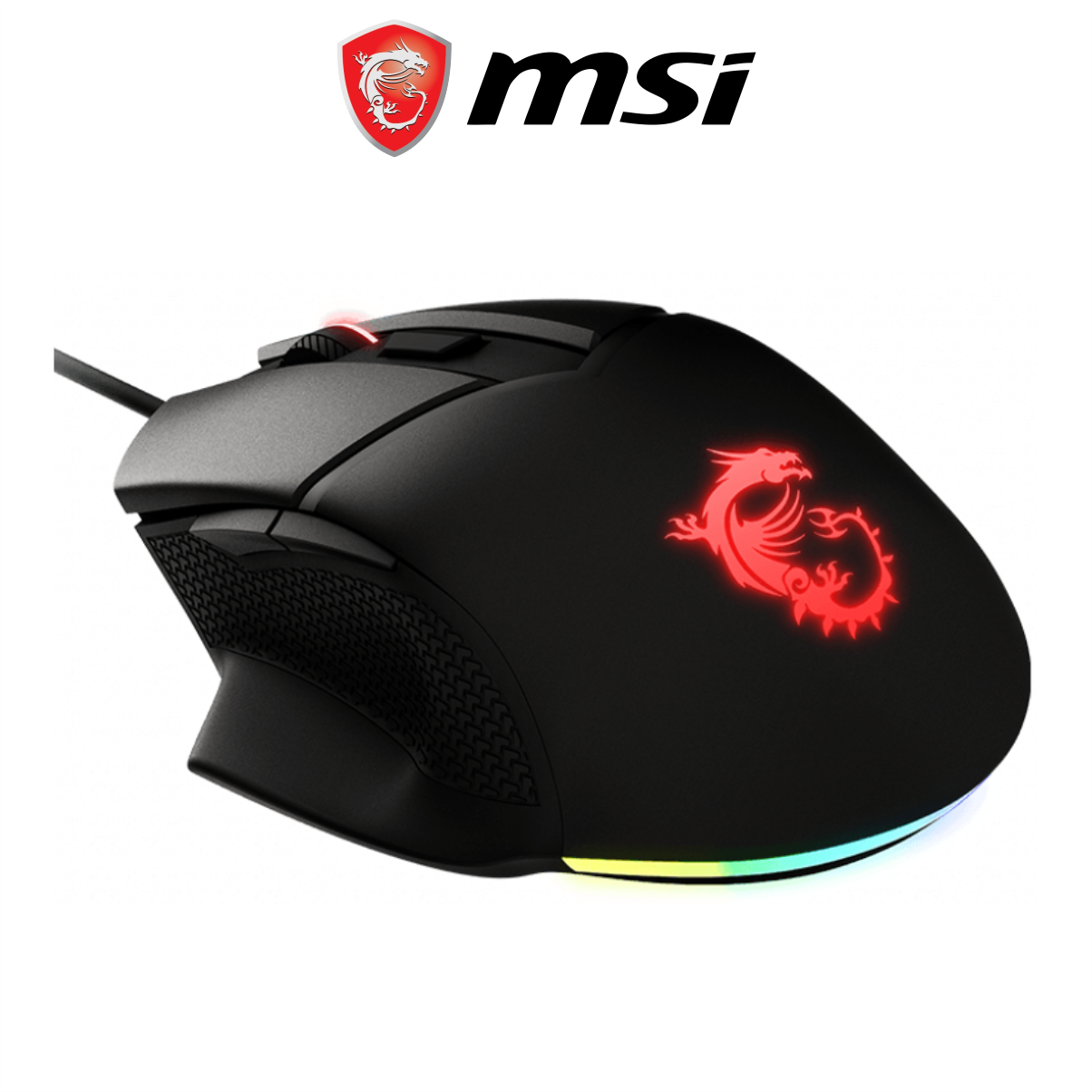 Chuột Gaming MSI Clutch GM20 Đèn LED RGB, 8 Nút, 6400 DPI Với 5 Mức DPI, Dây Cắm USB Dài 2M - Hàng Chính Hãng