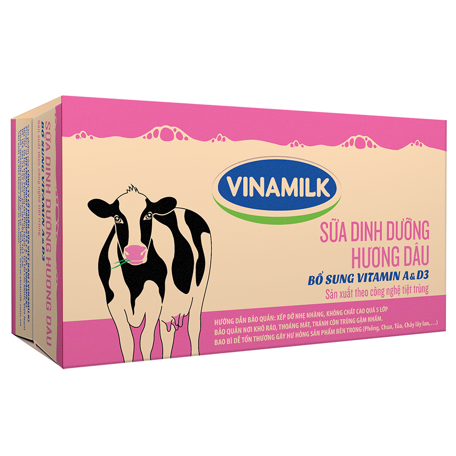 Thùng 48 Bịch Sữa Dinh Dưỡng Vinamilk Hương Dâu  (220ml / Bịch)