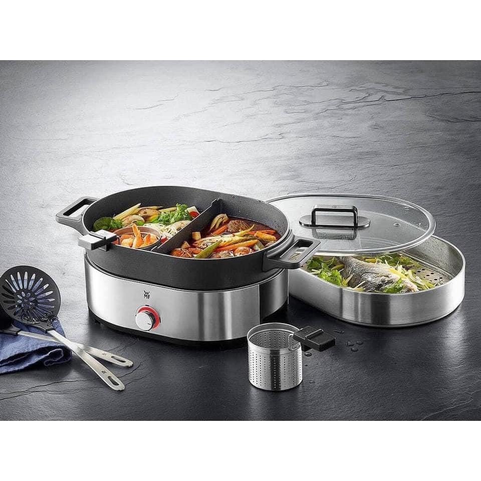 Nồi Lẩu Hấp WMF Hot Pot Lono, Nồi Lẩu Điện 2 Ngăn, Mỗi Ngăn Chống Dính 1.8L, Chất Liệu Thép Không Gỉ, 1700W, Nhập Đức