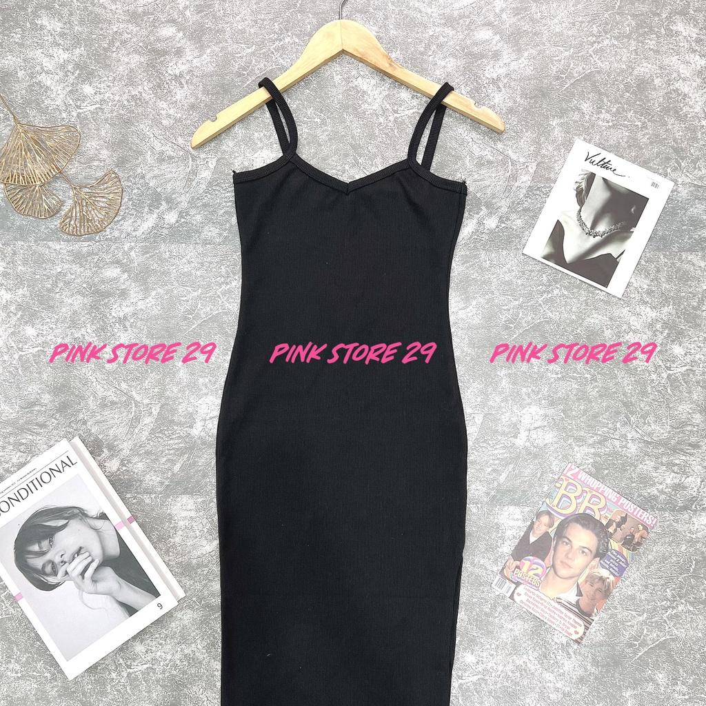 Đầm Body Hai Dây Dáng Dài Xẻ Tà PINKSTORE29, Phong Cách Hiện Đại D078