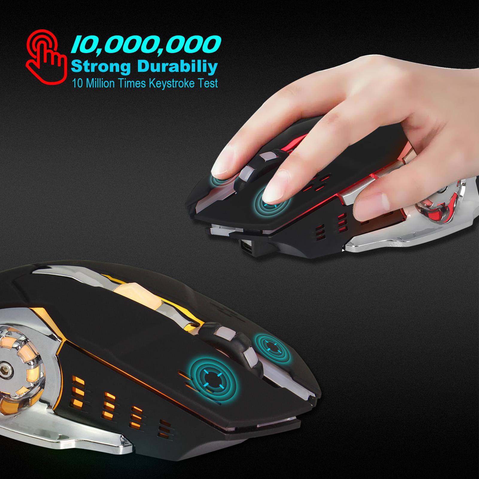 HXSJ M70 2.4G Wireless Charging Game Mouse Colorful Breathing Light Gaming Mouse with Adjustable DPI for PC Notebook