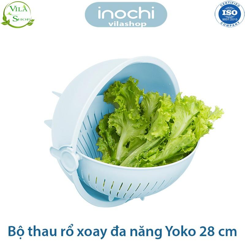 Thau Rổ Nhựa, Bộ Thau Rổ Xoay Đa Năng Yoko 28 cm, Chính Hãng Inochi Nhựa PP Nguyên Sinh - Kháng Khẩu - Khử Mùi