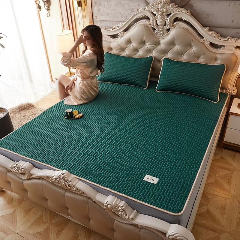 Chiếu điều hòa Tencel cao su non loại trơn - Tặng kèm 02 vỏ gối cùng màu