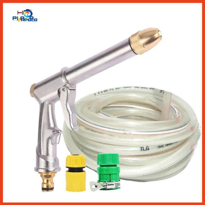 Vòi nước vòi phun nước rửa xe tưới cây tăng áp thông minh + bộ dây bơm nước cao cấp TLG 206810 đầu đồng,nối vàng