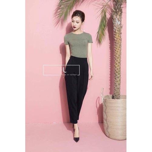 QUẦN TÂY BAGGY LƯNG THUN PHÍA SAU, KHÓA BÊN SƯỜN, màu đen có Bigsize