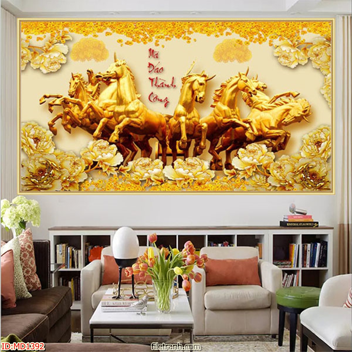 Tranh Bát Mã Truy Phong Đem Tài Lộc Cho Gia Chủ - Tranh Canvas Treo Tường Phong Thủy