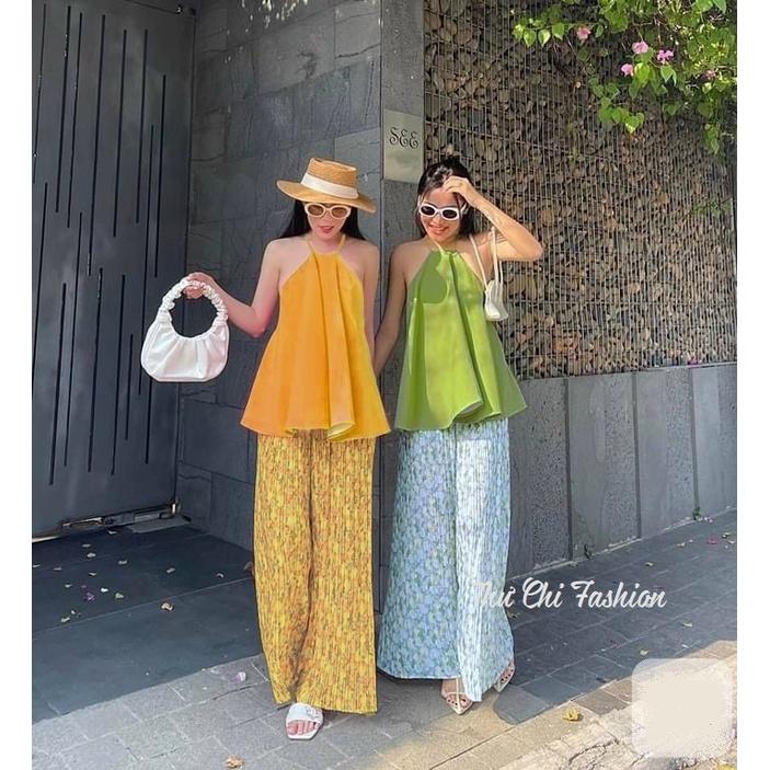 Đồ bộ nữ quần ống suông rộng áo yếm (freesize dưới 58kg) * Set đồ bộ nữ mùa hè