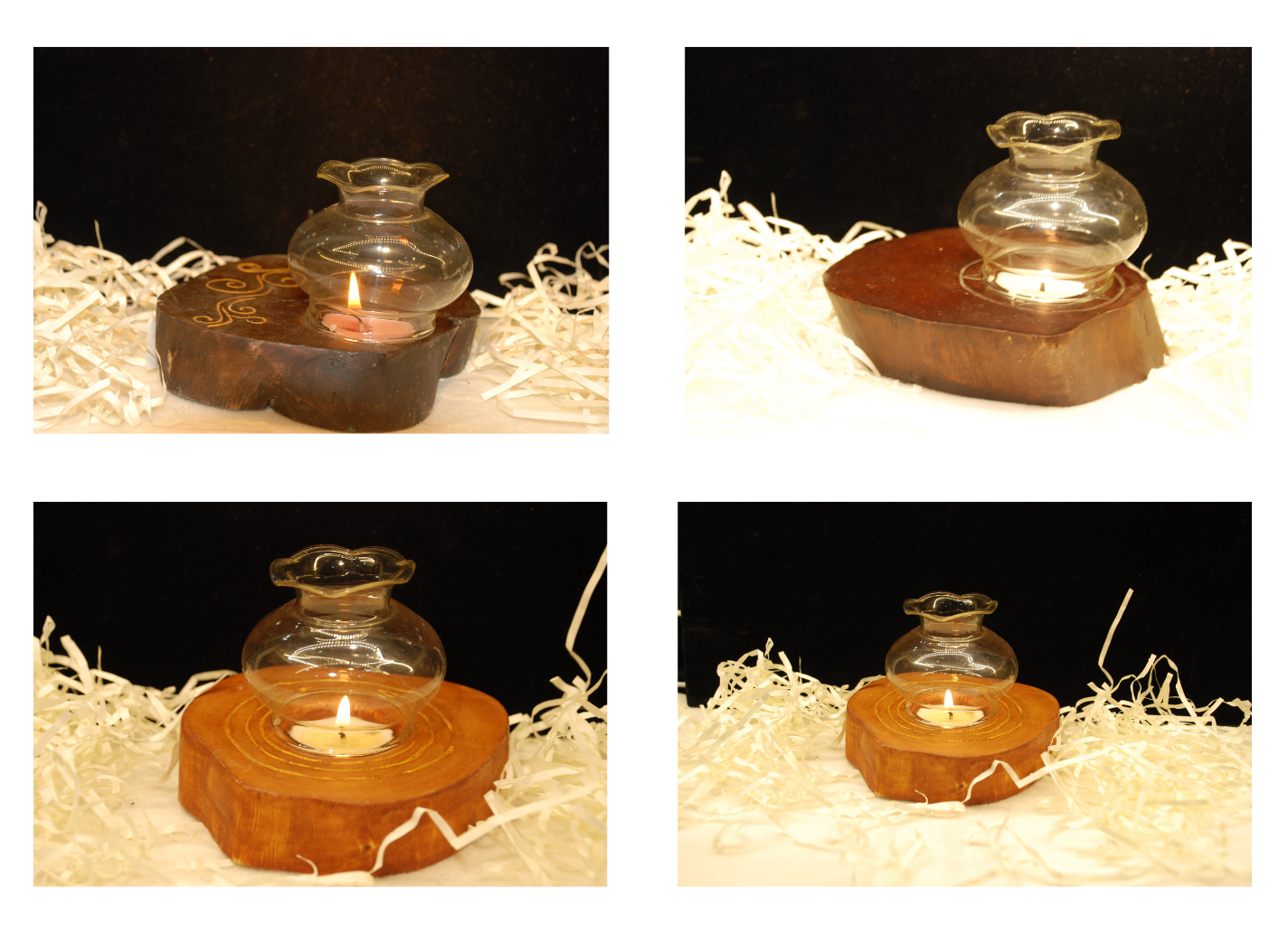 Bộ đế nến Tealight + chụp thủy tinh