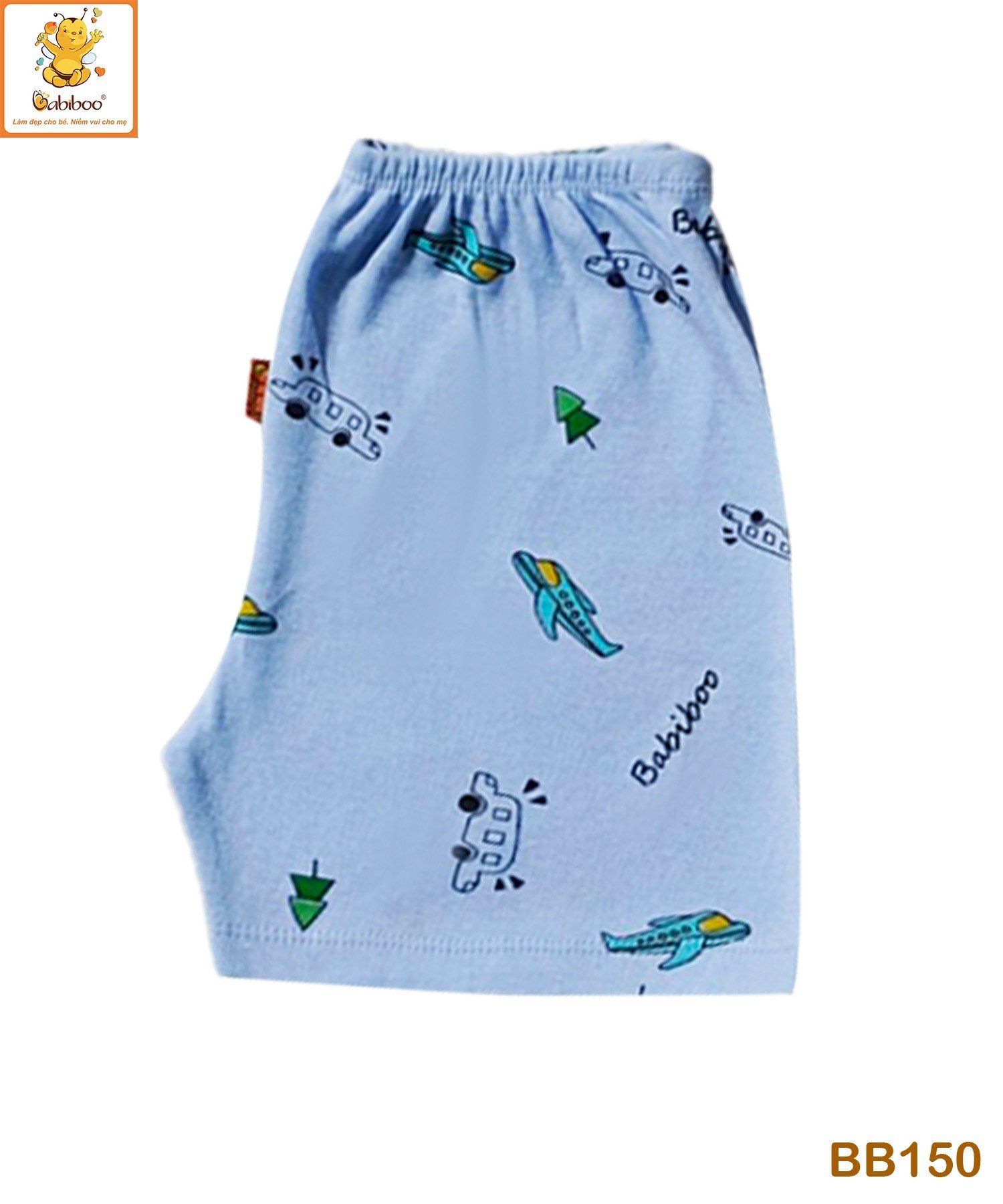 Quần đùi bé trai Babiboo vải cotton co dãn, họa tiết đáng yêu BB150