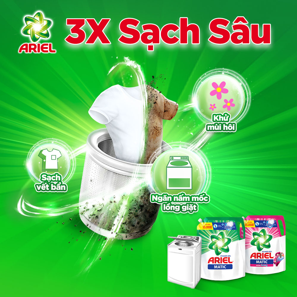 Nước Giặt Ariel Matic Giữ Màu Túi 2.1Kg