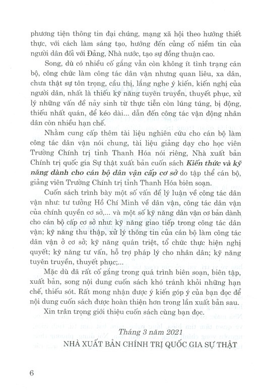 Kiến Thức Và Kỹ Năng Dành Cho Cán Bộ Dân Vận Cấp Cơ Sở