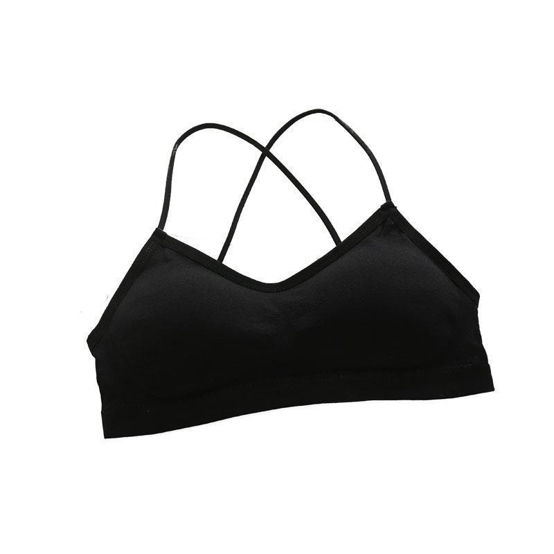 Áo Bra 2 dây Cotton Không gọng sợi bún, dây lưng đan chéo, hởlưng mút đệm có thể tháo dời QuyếnRũ Nữ Women Top