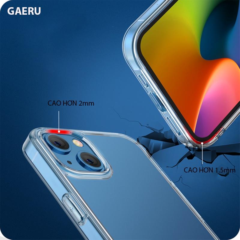 Ốp lưng trong suốt GAERU cho iphone XR XS 11 12 13 Pro Pro Max