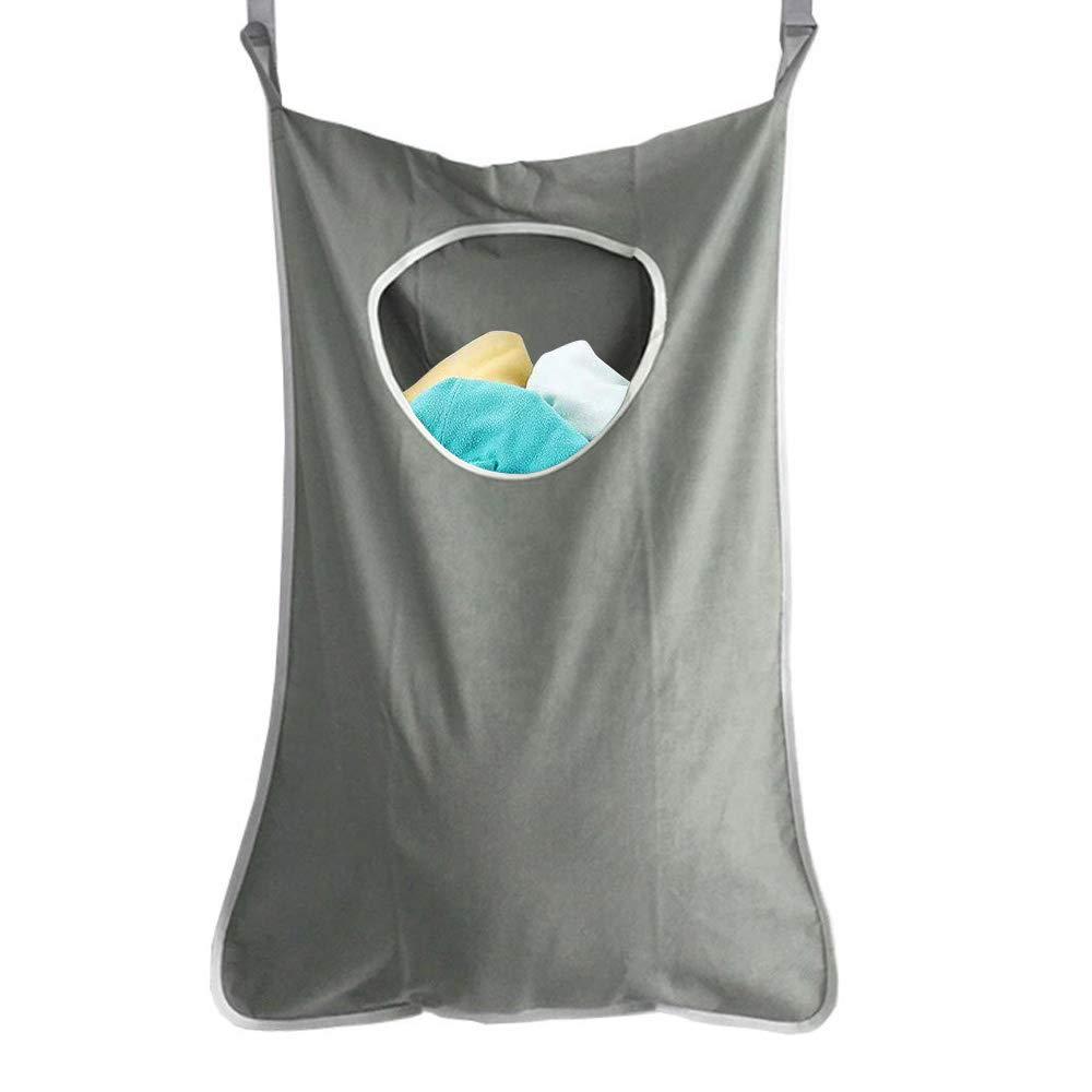 Giỏ giặt treo, túi đồ giặt quần áo giặt quần áo với 2 móc cửa + 2 túi nung hút túi cho phòng ngủ phòng / phòng tắm, màu xám