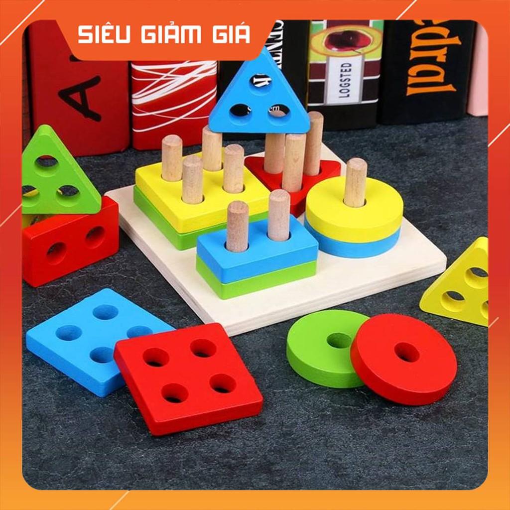 Bảng Chuỗi Thả Hình Shape String   Đồ Chơi Gỗ Montessori Cho Bé Học Hình Khối, Màu Sắc