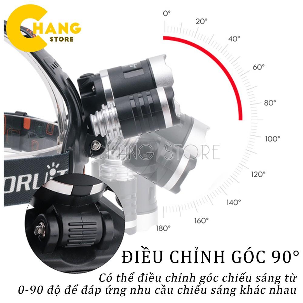 Đèn Pin Đội Đầu Siêu Sáng 3 Bóng Pin Sạc