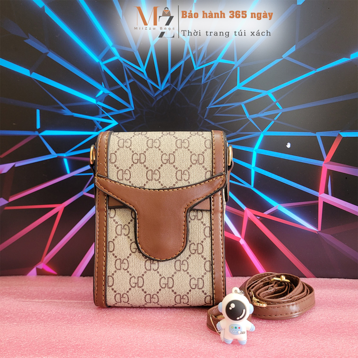 Túi đeo chéo đeo vai nam nữ, túi điện thoại G_C Hà Hồ thời trang VNXK loại đẹp size 18cm MIIZZU (T124)
