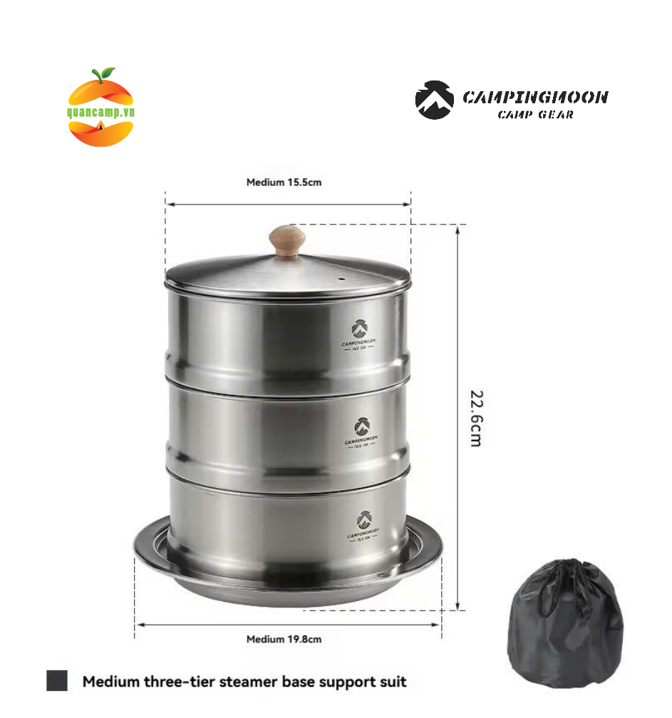 Nồi / Xửng hấp 3 tầng cỡ lớn Campingmoon S363-3S