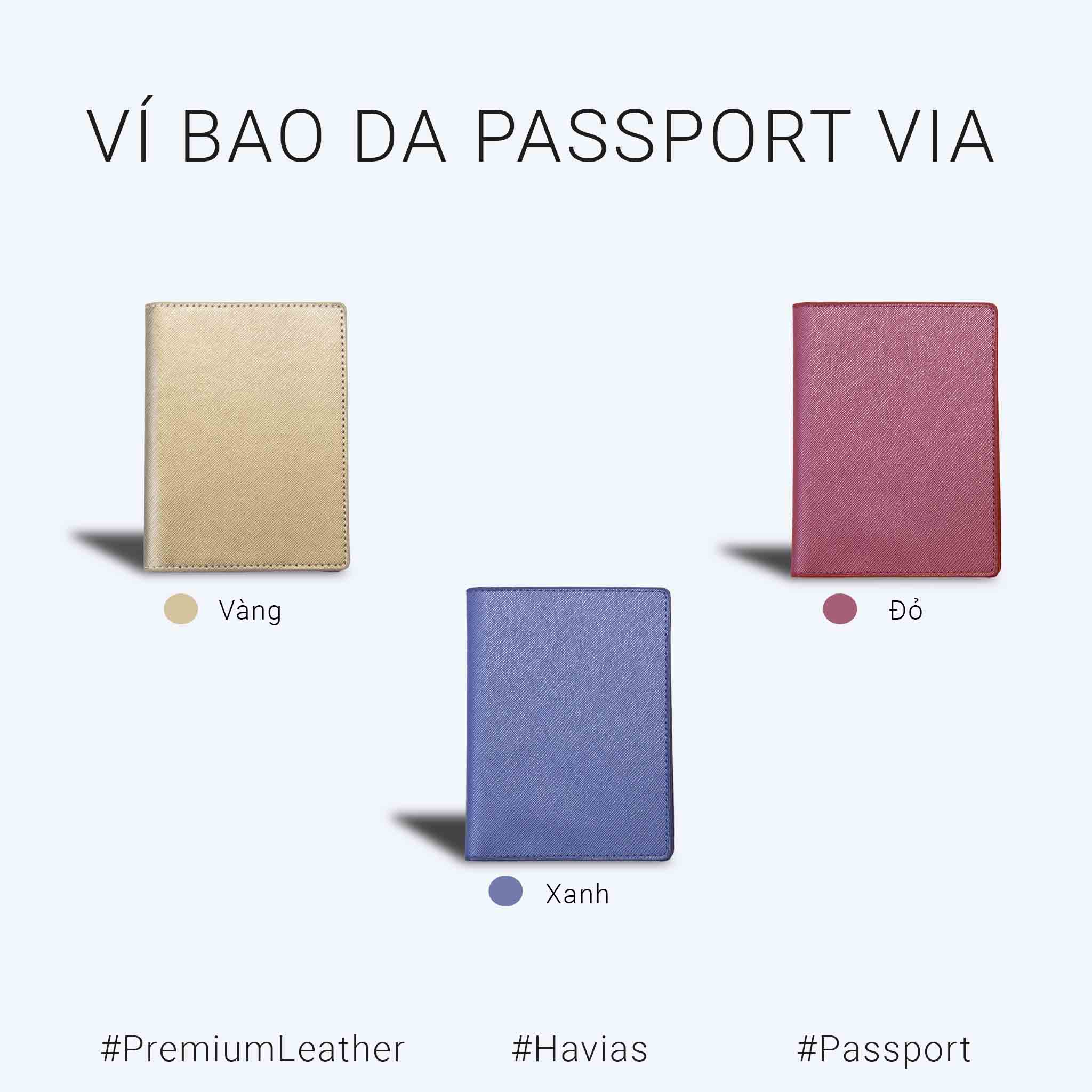 Bao Da Passport VIA HAVIAS Da Saffiano chống trầy chống nước