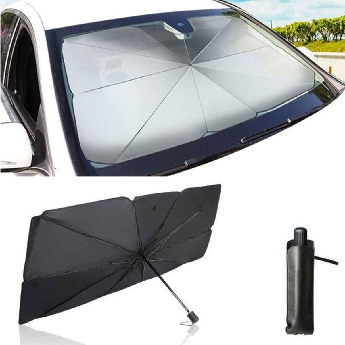 Cây Dù Che Nắng Kính Lái Xe Hơi Cao Cấp Bạc Titan