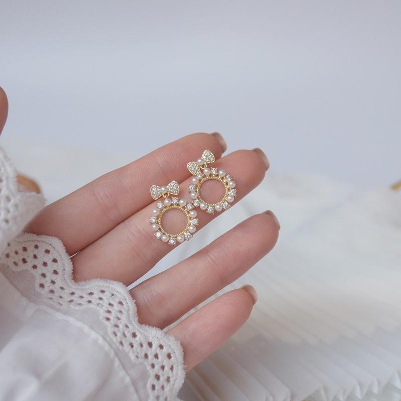 Khuyên tai nữ bông tai nữ nơ đính vòng đẹp Ring House