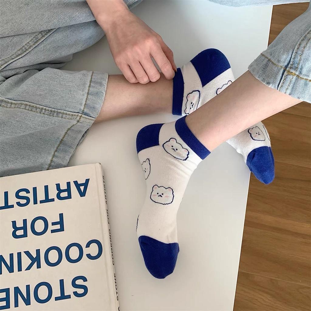 Tất vớ nữ cổ ngắn dễ thương cotton hình thú màu trắng mỏng thoáng Urbanize - Chọn ngẫu nhiên