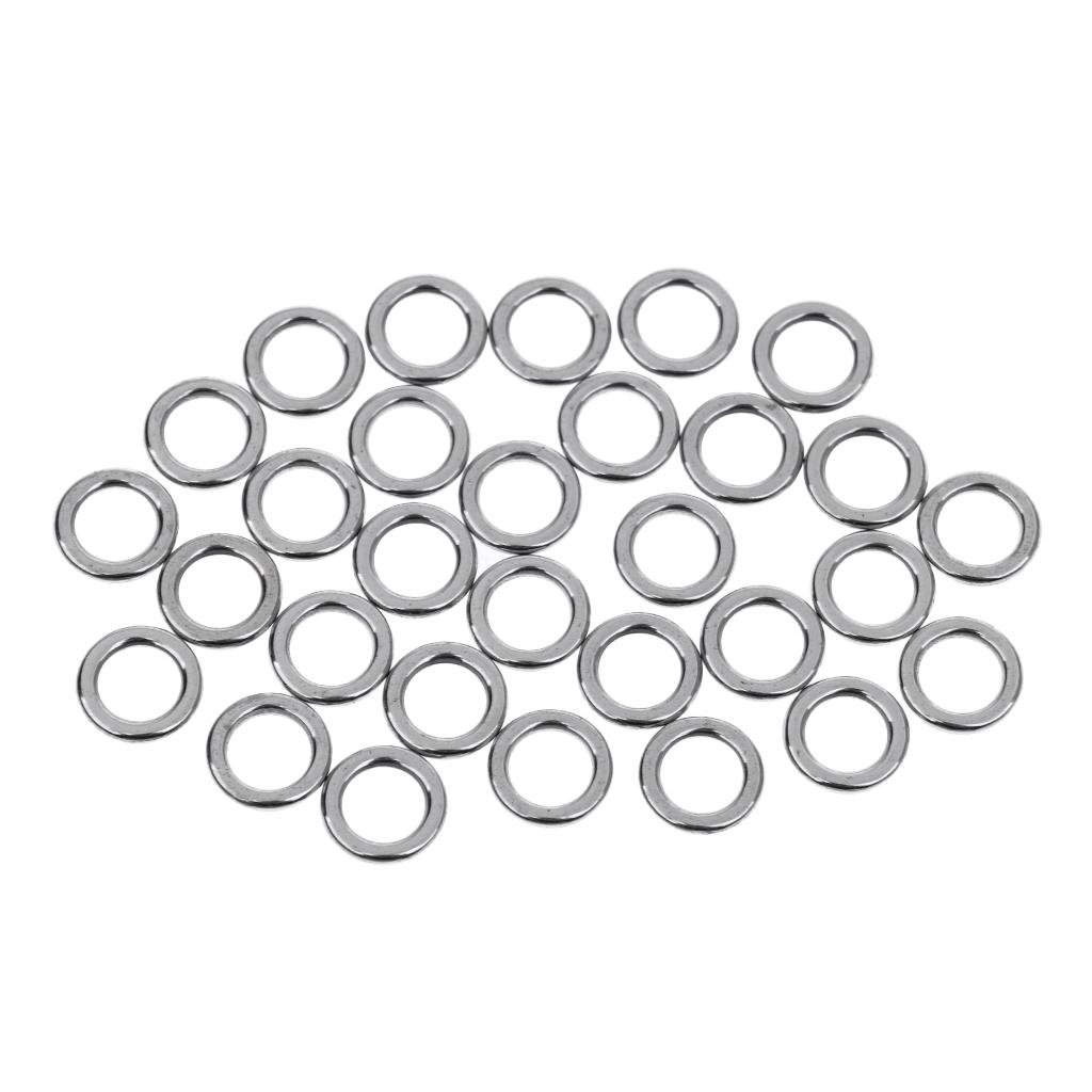 30Pcs Stainless Steel Fishing Rig Ring Terminal Tackle Round Boilie Bait Rings