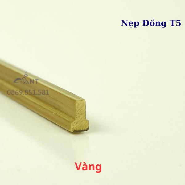 Nẹp Đồng T5 màu vàng, Nẹp đồng chữ T, Nẹp đồng chống trơn, giá 1m