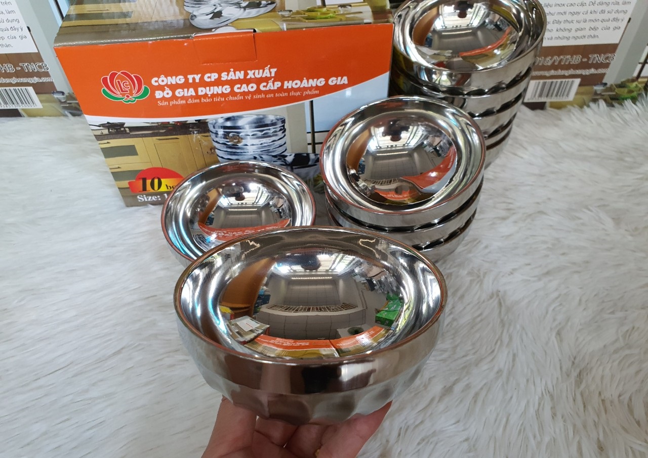 Chén, tô xoắn inox cách nhiệt Hoàng Gia bộ 10 cái