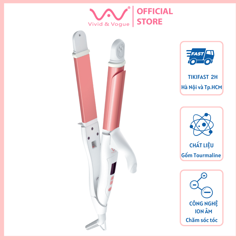 Máy ép thẳng & uốn xoăn VIVID&VOGUE®️ VAV055A, máy làm xoăn trục 32mm, máy ép tóc chỉnh nhiệt độ dành cho mọi loại tóc