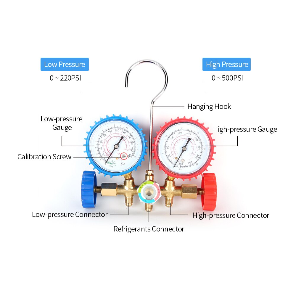 Bộ Đồng hồ đôi nạp gas máy lạnh điều hoà ô tô chuyên dụng, Dụng cụ nạp gas điều hòa dân dụng