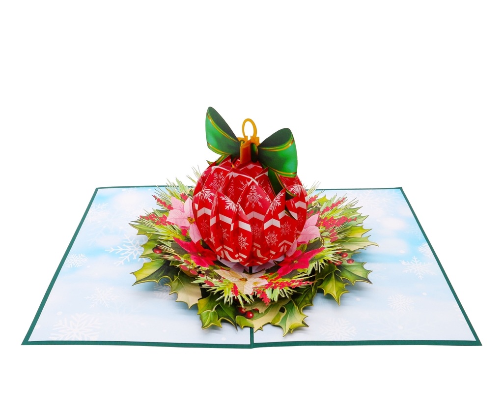 X52 - THIỆP NOEL 3D QUẢ CHÂU ĐỎ – CHRISTMAS ORNAMENT SANG TRỌNG