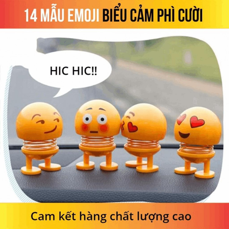 12732 HÌNH EMOJI BIỂU CẢM HÀI HƯỚC LẮC ĐẦU NGỘ NGHĨNH Kích thước: Cao 7cm - Rộng 5cm Body: EMOJI Toàn màu vàng hết EMOJI được làm từ chất liệu nhự cao cấp an toàn không độc hại. Chân emoji có lớp keo giúp cố định chắc chắn trang trí xe hơi xe máy bàn làm việc ... Đầu với thân liên kết với nhau bằng lò xo giúp đầu lắc lư ngộ nghĩnh mỗi khi có tác động lực rất nhỏ. Emoji lò xo ngộ nghĩnh, trang tríxe hơi, để trên bàn làm việc... Đủ bộ Emoji lò xo độc đáo, được chọn Emoji yêu thích Có miếng dán 3M để được ở mọi vị trí Món đồ chơi tiêu khiểu giúp giải tỏa căng thẳng, tạo tiếng cười sảng khoái Dùng để ở bàn làm việc, bàn học, trang trí xe hơi,... Sản phẩm hot nhất mùa hè năm 2019 Sưu tập đủ bộ Emoji lò xo siêu đáng yêu của vinet shop