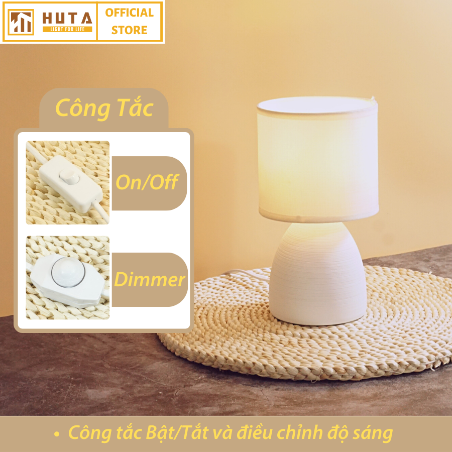 Đèn Ngủ HUTA Light For Life S2 Gốm Sứ Hiện Đại, Decor Trang Trí Phòng Ngủ, Điều Chỉnh Độ Sáng, Đèn Vàng Bóng LED Tiết Kiệm Điện