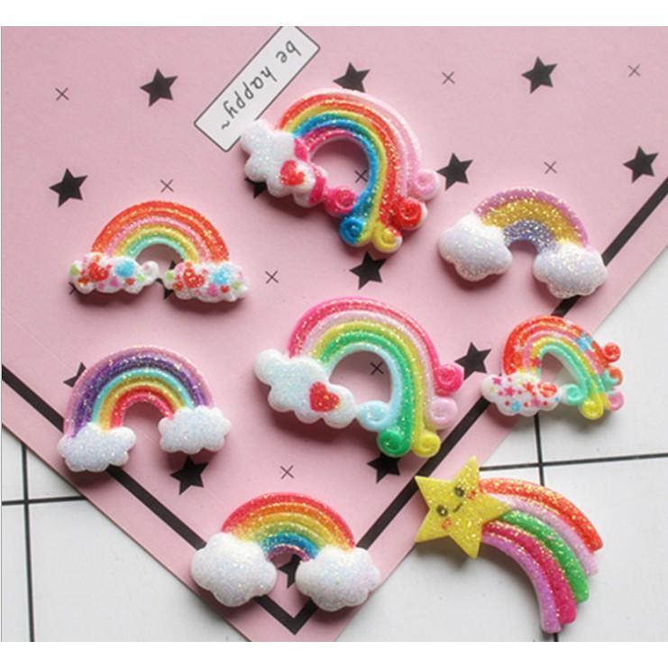 Chuyên Charm * Charm cầu vồng nhũ kim tuyến trang trí vỏ ốp điện thoại, dán Jibbitz, DIY