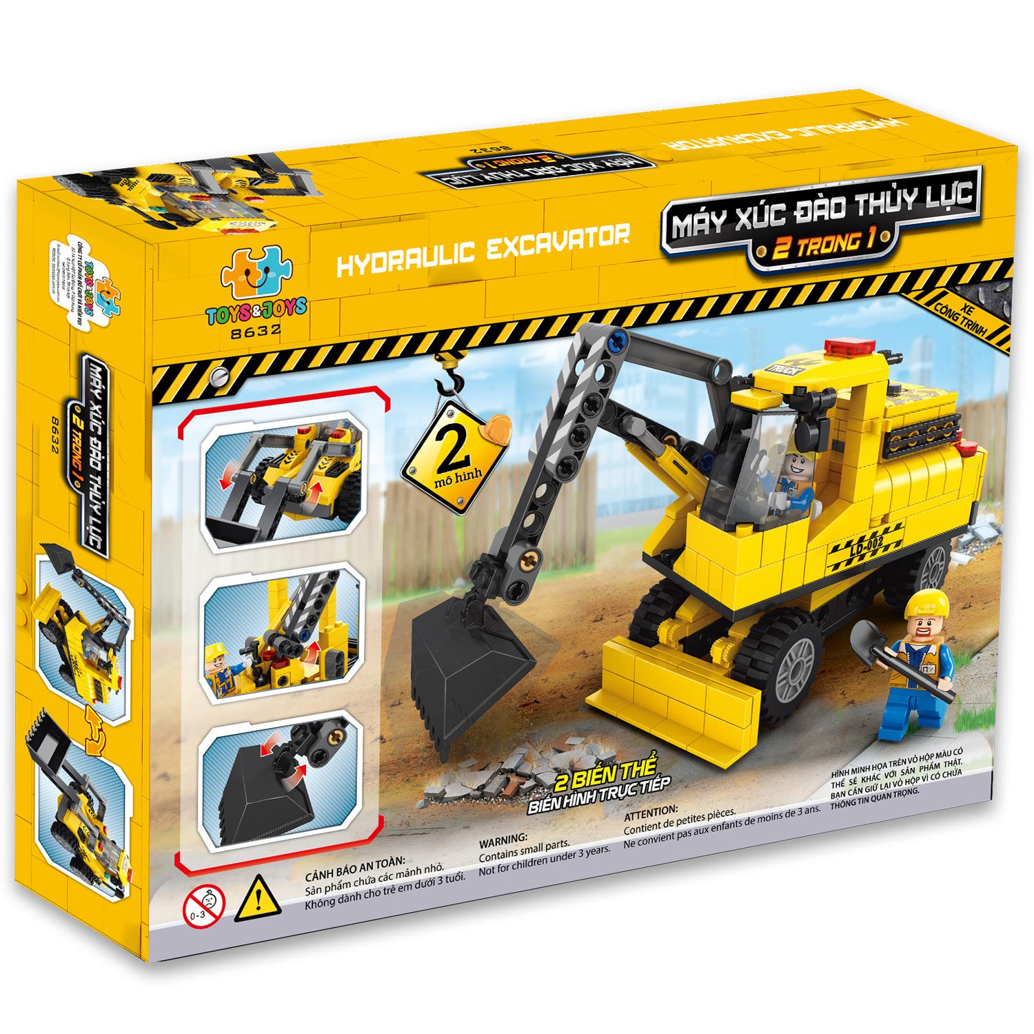 Đồ Chơi Lắp Ráp Máy Xúc Đào Thủy Lực 2 Trong 1 - Hydraulic Excavator - Toys&amp;Joys 8632 (268 Mảnh Ghép)