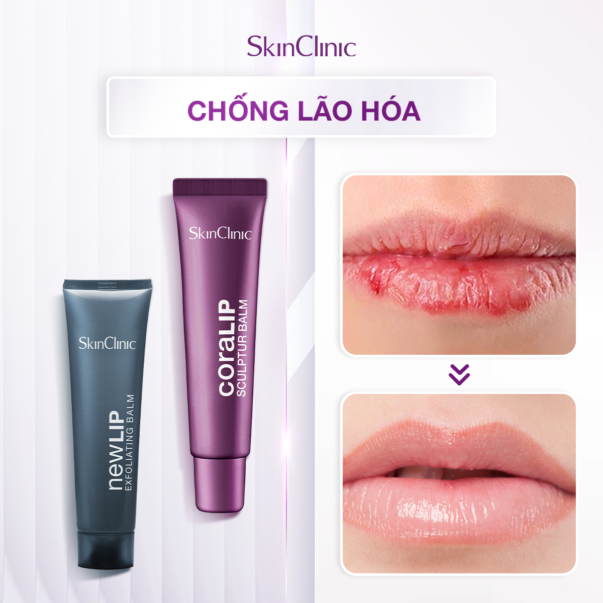 Combo Dưỡng Môi và Tẩy Tế Bào Chết Môi SKINCLINIC - CORALIP &amp; NEW LIP